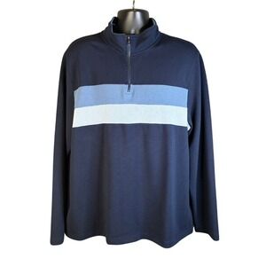 Magaschoni Man Navy Blue Colorblock Quarter Zip Pullover Sweater XL